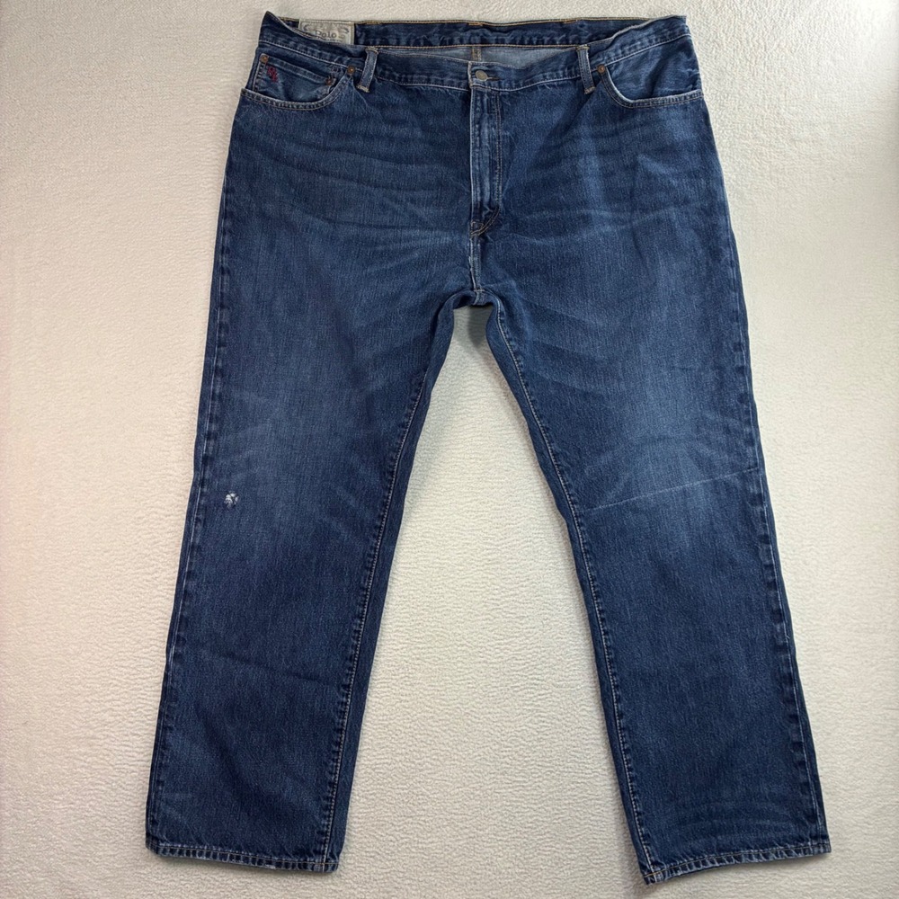 Polo Ralph Lauren Hampton Relaxed Straight Jeans Men 44Bx30 Blue Stretch Whisker